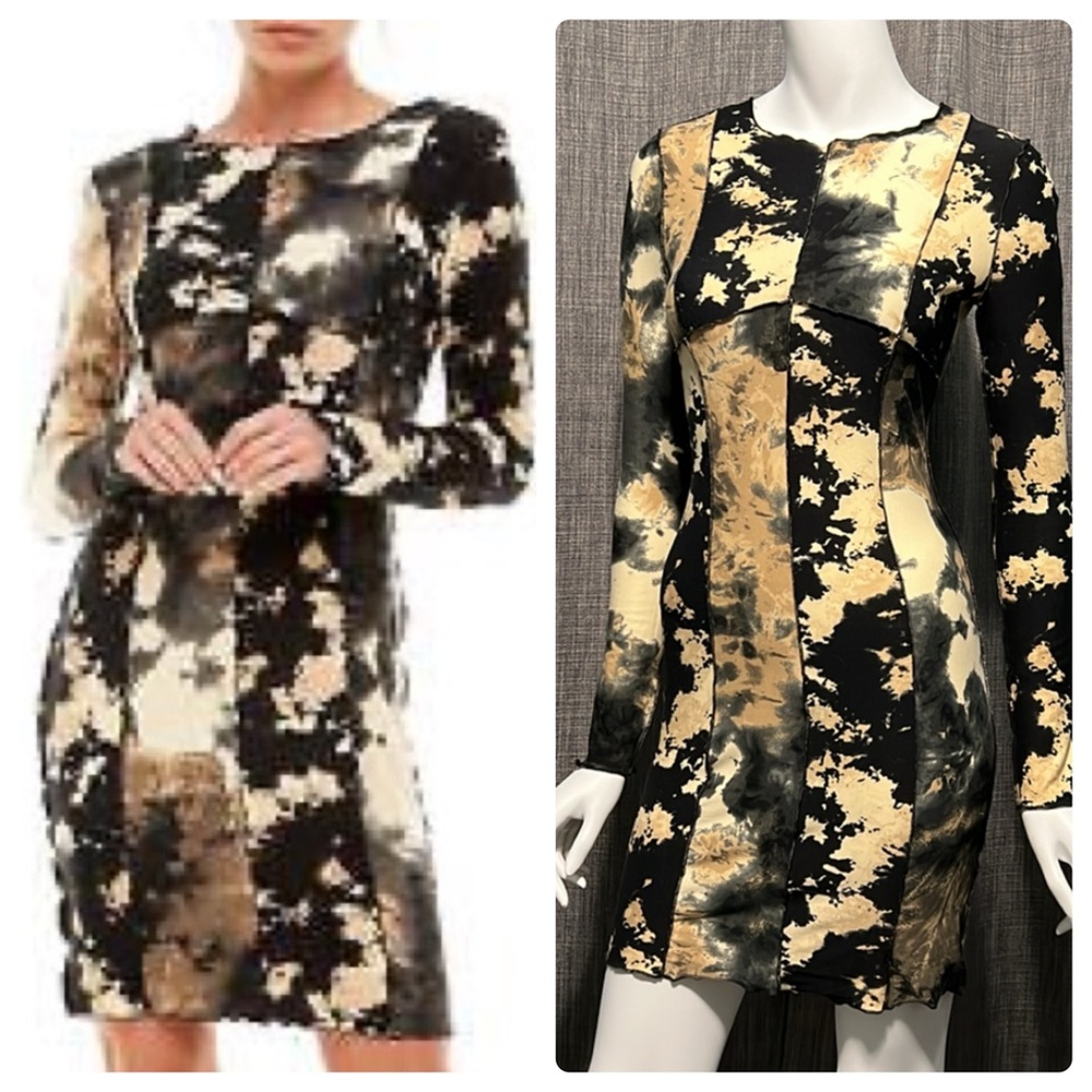 Derek Heart Lettuce-Edged Long Sleeve Tie-Dye Dress S NWT